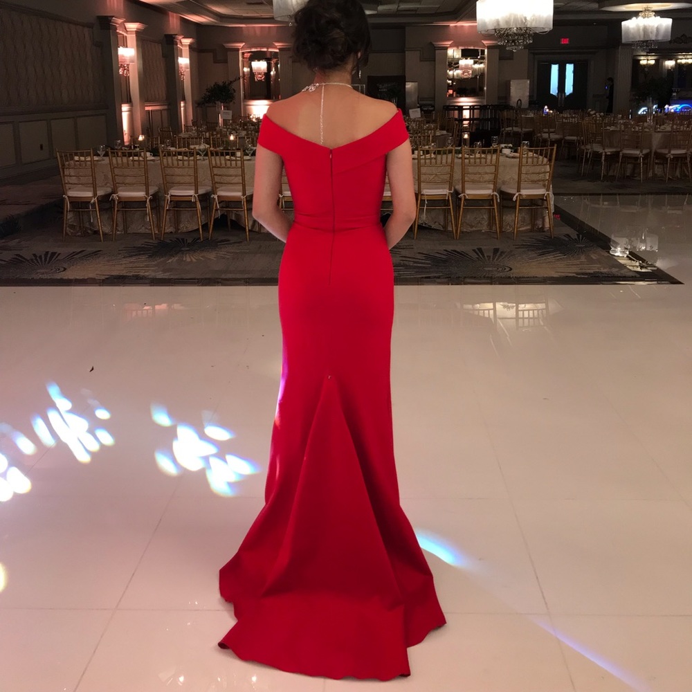 Gorgeous Red Sherri Hill Off the Shoulder Gown